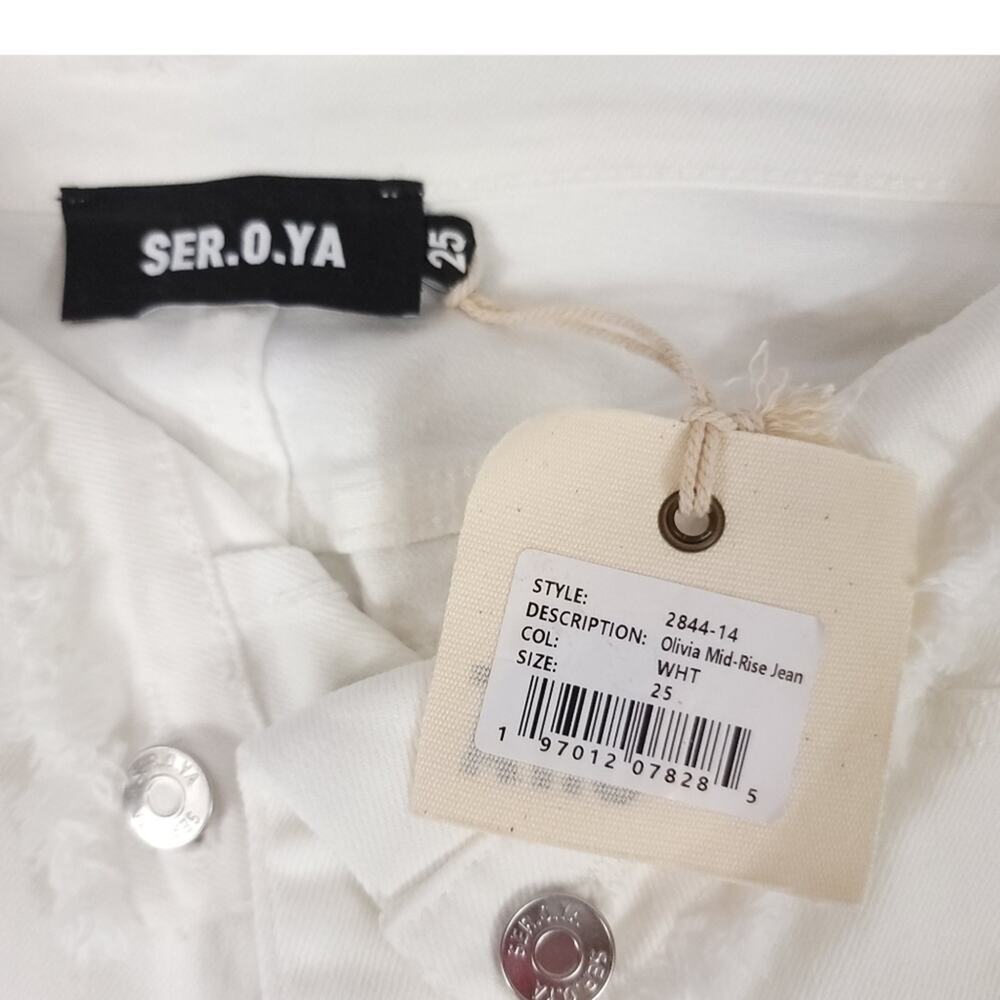 Ser.o.ya Olivia Mid Rise Flare Jeans White - Picture 12 of 15